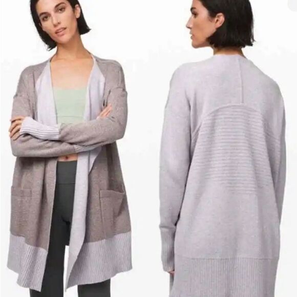Lululemon still lotus wrap reversible long cardigan sweater - Picture 1 of 12